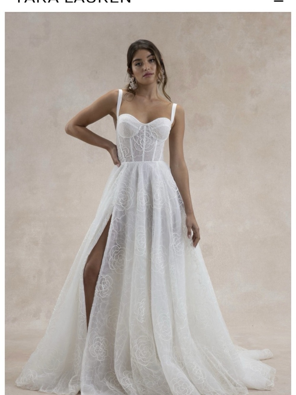 Romantic White Lace Corset A-Line Wedding Dress with Slit